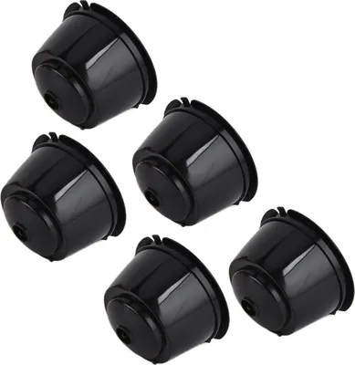 5Pcs 50ml Kaffeekapsel Wiederverwendbare Kaffeefiltertasse mit Löffel für DOLCE GUSTO KaffeemaschineSchwarz