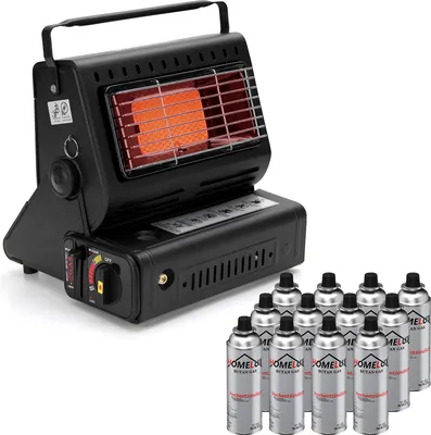 Produktbild von Homelux 2-in-1 Tragbare Gasheizung 1,3KW Camping Heizung mit 12 Gaskartuschen, Gasheizung für innenräume, Outdoor & Camping geeignet