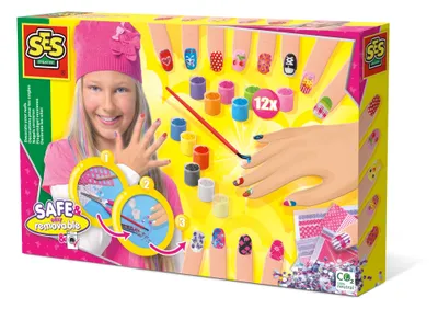 Produktbild von SES Creative 14975 Kinder Nagellack Set Ungiftiger Wasserbasierter Nagellack für Kinder, Nagelpolitur-Set für Kinder, 6 Jahr(e), Mehrfarbig