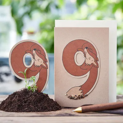 Immagine prodotto di Biglietto di auguri "Nove" - Biglietto di auguri piantabile con cartellino per