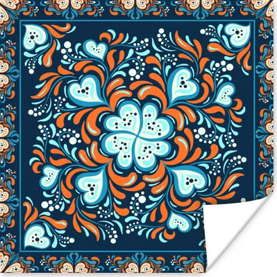 Produktbild von MuchoWow® Poster Vierblättriges Kleeblatt - Herz - Rahmen - Muster 75x75 cm - Wand Dekoration