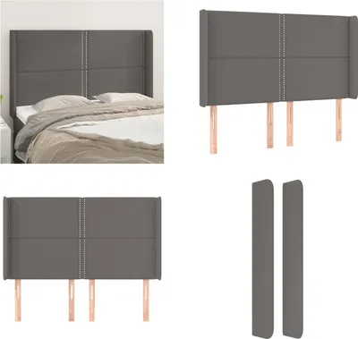 Produktbild von vidaXL Kopfteil mit Ohren Grau 147x16x118/128 cm Kunstleder - Kopfteil - Kopfteile - Bett-Kopfteil - Bettkopfteil
