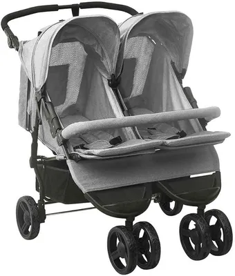 Imagen del producto de Cochecito para gemelos o múltiples, color gris claro, acero, para bebés y niños pequeños, transporte para bebés, cochecito - 10241