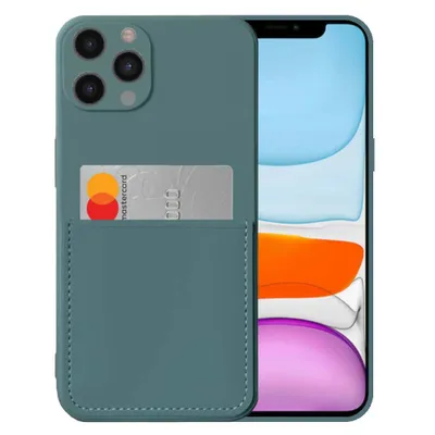 Image de Coque en silicone Smartphonica pour iPhone 11 Pro Max avec
porte-cartes et intérieur souple - Vert foncé