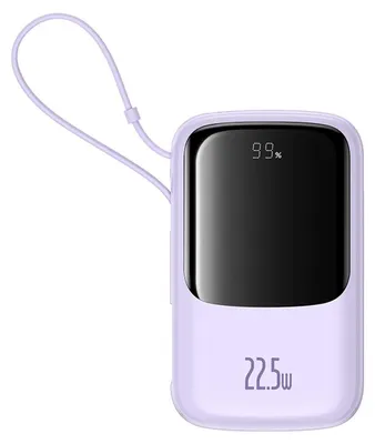 Zdjęcie produktu dla Powerbank Baseus Qpow Pro+ 10000Mah 22.5W Z Wbudowanym Kablem Usb-C Z Wyświetlaczem - Fioletowy