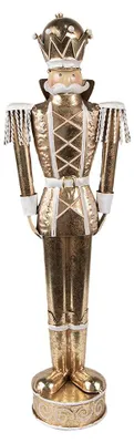 Produktbild von Clayre & Eef Weihnachtsdekorationsfigur Nussknacker 43 cm Goldfarbig Metall