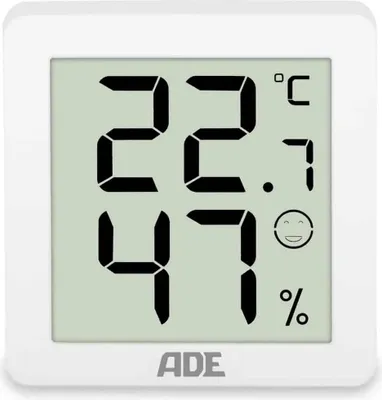 Zdjęcie produktu dla Termometr z higrometrem ADE, 3 szt., 4,5 x 1,5 x 4,5 cm, biały