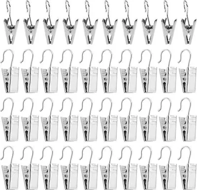 Image de Lot de 50 pinces métalliques pour rideaux et décoration