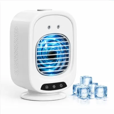 Produktbild von Tragbarer USB Tischventilator mit Wassernebel, Mini Luftkühler mit Akku, 3 Stufen, leise für Büro, Schlafzimmer & Camping