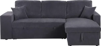 Immagine prodotto di Divano letto angolare in velluto a coste reversibile "Axel" - 3 posti - Grigio