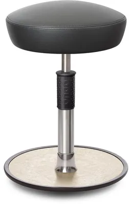 Produktbild von Sitz- Stehhocker Free Regular Hutsitz Boxmark Leder Grau chrom /cremeweiß.