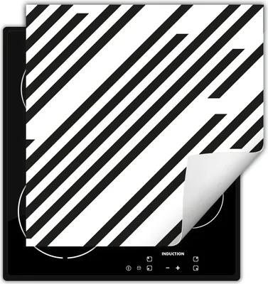 Produktbild von DarHaus Herdabdeckplatte 60x52 cm Anti Rutsch Matte Aufrollbar, schwarz - Streifen