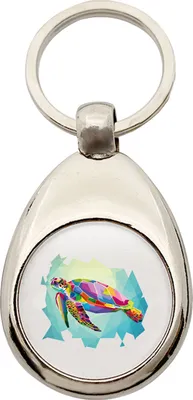 Produktbild von Huuraa Schlüsselanhänger Wasserschildkröte Colorful Metall Schlüsselring Einkaufswagenchip Geschenkidee