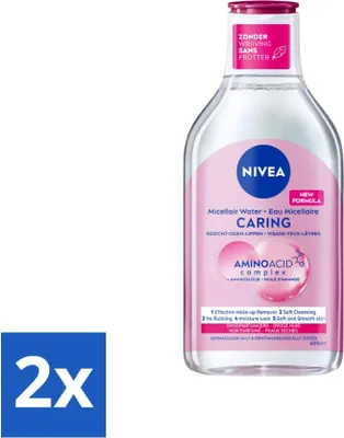 Produktbild von NIVEA – Mizellenwasser – Essentials Soothing & Caring – Für trockene Haut – Mit Mandelöl & Aminosäuren – 400 ml - Vorteilspack - 2 Stücke