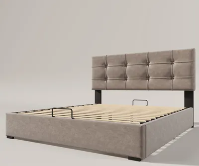 Produktbild von Sweiko Polsterbett 140x200cm mit verstellbarem Kopfteil und Lattenrost Hydraulisches Boxspringbett mit Stauraum Samt Hellgrau (ohne Matratze)