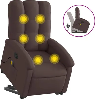 Produktbild von vidaXL Massagesessel mit Aufstehhilfe Dunkelbraun Stoff