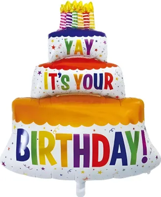 Immagine prodotto di Pallone in foil con motivo torta Buon compleanno YAY IT'S YOUR BIRTHDAY, 102 x 62 cm