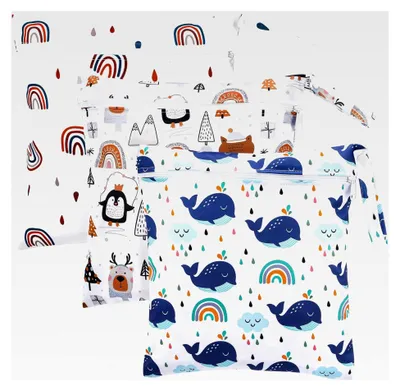 Produktbild von 3 Stück Wet Bag für den Kindergarten, 28 * 30 CM wasserdichte Nasstaschen, wiederverwendbare Beutel mit Reißverschluss für Reisen mit Babys