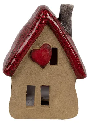 Obrázok produktu pre Clayre & Eef dekoratívna figúrka domček 12x9x16 cm hnedočervená keramika