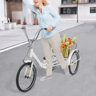 Image de Vélo à trois roues, Tricycle pour adultes, Durable Vélo à trois roues, Blanc