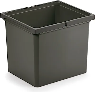 A dark gray plastic bin with a dark gray rim, shown from a slightly elevated angle against a white background.