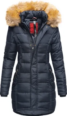Produktbild von Navahoo PAPAYA Damen Winter Jacke Steppjacke Mantel Parka Kapuze Warm Gefüttert Blau Gr. 38- M