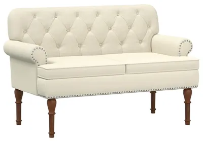 Obrázok produktu pre vidaXL Dvojmiestna pohovka s gombíkmi, krémová farba, 120 x 65 x 77 cm, umelá koža