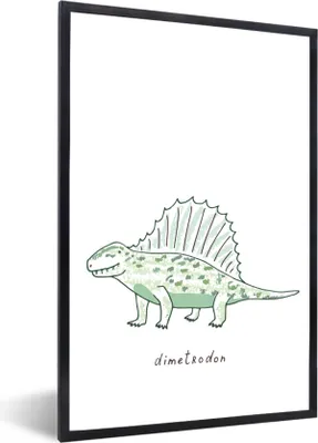 Produktbild von MuchoWow® Gerahmtes Poster Kinderzimmer - Dinosaurier - Dimetrodon - Jungen - Mädchen - Kinder 20x30 cm - Poster mit Schwarzem Bilderrahmen Wandposter Rahmen Foto Bilder - Drucken - Bilder Poster im Rahmen