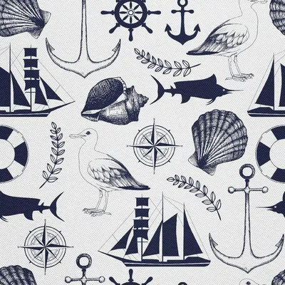 Produktbild von OUTDOOR DEKOSTOFFE OXFORD - Motiv nautische Elemente