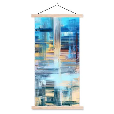 Produktbild von MuchoWow® Textilposter Ölfarbe - Abstrakt - Malerei 40x80 cm mit holzfarbenen Rahmen - Wohnzimmer