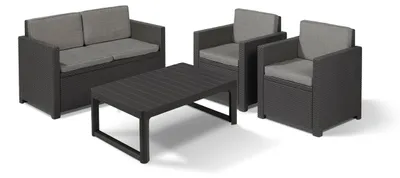Produktbild von Allibert Loungeset Victoria mit Tisch Lyon anthrazit - Premium - Rattanoptik, wetterfest