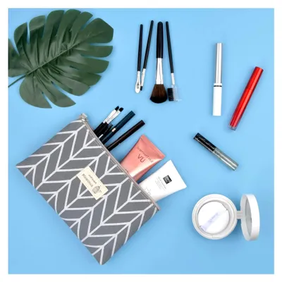Produktbild von 2 Stück Kosmetiktaschen aus Segeltuch, Bedruckte Make-up-Beutel, Tragbare Kulturtaschen, Multifunktionale Reißverschlusstaschen für Reisen und Aufbewahrung