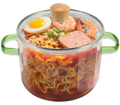 Produktbild von 1,5-Liter-Glaskochtopf mit Deckel. Hitzebeständiger, transparenter Glaskochtopf und -brattopf zum Kochen von Pasta, Nudeln, Suppen, Milch, Tee und Salaten.