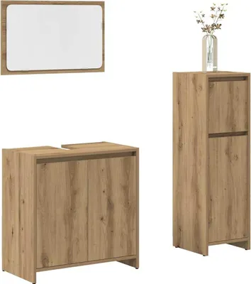 Immagine prodotto di vidaXL Set di mobili da bagno a 3 pezzi Materiale artigianale a base di legno di quercia
