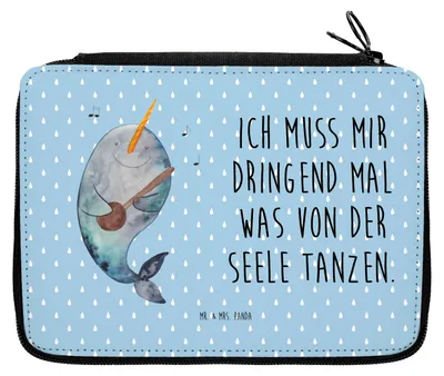 Produktbild von Mr. & Mrs. Panda Schulmäppchen Narwal Gitarre - Blau Pastell - Geschenk, Probleme, Meer, Federtasche, Mäppchen, Federmappe, Federmäppchen, Stifteetui, Tanzen, Frust