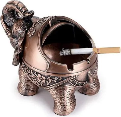 Produktbild von Vintage-Aschenbecher, winddicht – Retro-Elefantenmodell für drinnen und draußen – Rotbronze