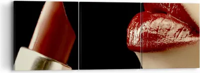 Produktbild von Bild auf Leinwand - Leinwandbild - Frau rote Lippen Lippenstift Gesicht - 90x30cm - Wand Bild - Wanddeko - Leinwanddruck - Bilder - Kunstdruck - Leinwand bilder - Wandkunst - CA90x30-0414