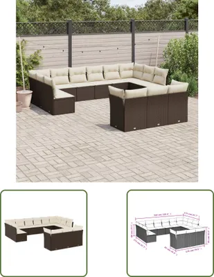 Produktbild von The Living Store 13-tlg. Garten-Sofagarnitur mit Kissen Braun Poly Rattan