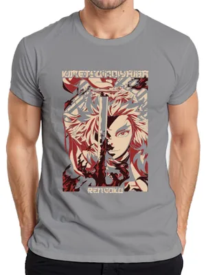 Immagine prodotto di Maglietta Rengoku Kimetsu no Yaiba Demon Slayer Flame Sword Uomo, Grigio, XXL
