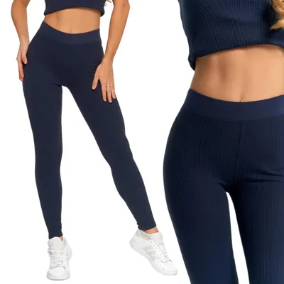 Produktbild von Damen-Leggings aus Baumwolle mit breitem Gummibund, elastische Passform, MORAJ M NAVY