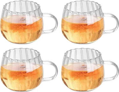 Image de Tasse citrouille, 400 ml verre d'automne, tasse transparente avec poignée, verres à latte macchiato tasses à café, tasse à café espresso pour thé, boissons, 400 ml, 4