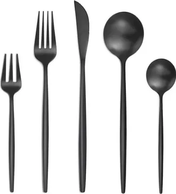 Produktbild von 30-tlg Besteck-Set 6 Personen, Edelstahl Exquisites Set, Spülmaschinenfest - Matt Schwarz