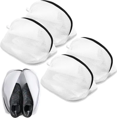 Produktbild von Schuhe Wäschebeutel, 4 Stück Wäschenetze Wäschesack BH Wäschenetz Schuh-Wäschebeutel mit Reißverschluss Wäschesack für Waschmaschine für Unterwäsche, Babywäsche, Socken, Sneaker, BH Socken