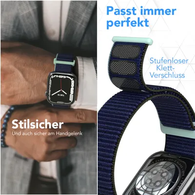 Produktbild von EAZY CASE Apple Watch Armband Nylon 44mm/45mm/49mm verstellbares Ersatzarmband, iWatch Serie, Sportarmband in Blau