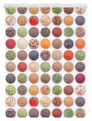 Produktbild von Rollo Klemmfix, ohne Bohren, blickdicht, Gewürze - Bunt Weiß 60 x 150 cm (B x L)