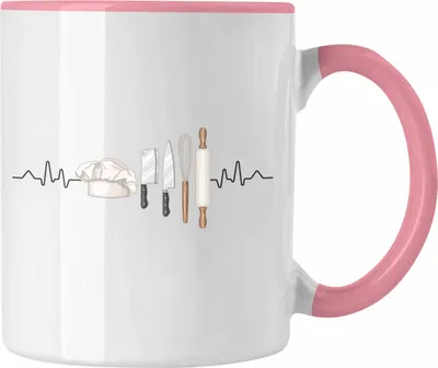 Produktbild von Trendation - Sternekoch Tasse Geschenk für besten Koch der Welt Spruch Herzschlag (Rosa)
