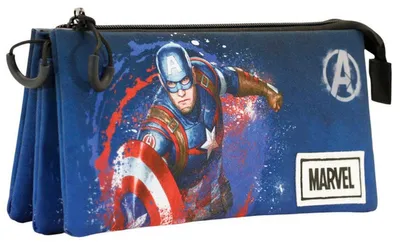 Productafbeelding van Karactermania - Etui voor schoolspullen, Captain America, met drie compartimenten