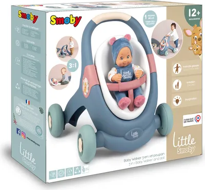 Produktbild von Little Smoby 3-in-1 LauflernPuppenwagen mit Schmusepuppe