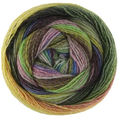 Produktbild von Lana Grossa GOMITOLO FUMO 200 g Dochtgarn mit regelmäßigem Farbverlauf in breiten Streifen 700 m Farbe 514 - Weißgrün/Mint/Hell-/Grüngrau/Jeans/Petrol/Pink/Grün