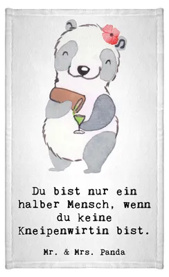 Produktbild von Mr. & Mrs. Panda Handtuch Kneipenwirtin Herz - Weiß - Geschenk, frottee gästehandtuch, Kneipe, gäste wc, Klein, Bar, Gästetuch, Rum, Spruch